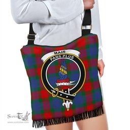 ScotsTee Shop Scottish Mar Clan Crest Tartan Boho Bag, Tartan Crossbody Handbag