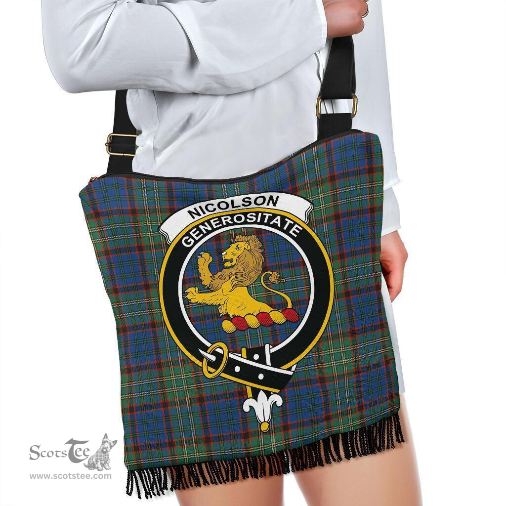ScotsTee Shop Scottish Nicolson Hunting Ancient Clan Crest Tartan Boho Bag, Tartan Crossbody Handbag