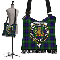 ScotsTee Shop Scottish MacThomas Modern Clan Crest Tartan Boho Bag, Tartan Crossbody Handbag