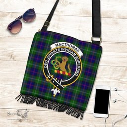 ScotsTee Shop Scottish MacThomas Modern Clan Crest Tartan Boho Bag, Tartan Crossbody Handbag