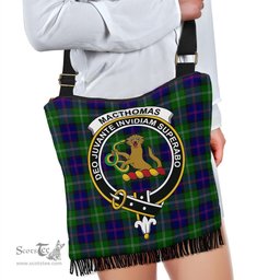 ScotsTee Shop Scottish MacThomas Modern Clan Crest Tartan Boho Bag, Tartan Crossbody Handbag
