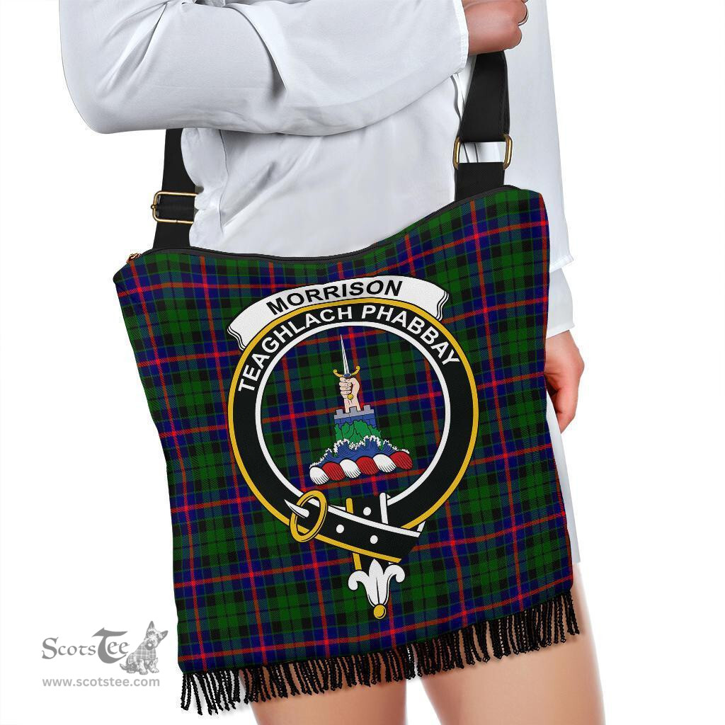 ScotsTee Shop Scottish Morrison Modern Clan Crest Tartan Boho Bag, Tartan Crossbody Handbag
