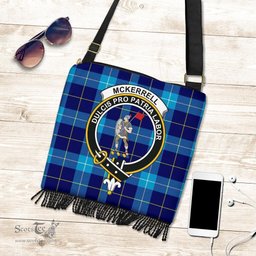 ScotsTee Shop Scottish McKerrell Clan Crest Tartan Boho Bag, Tartan Crossbody Handbag