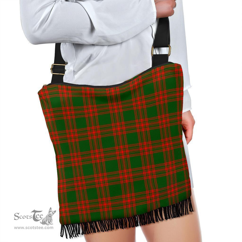 ScotsTee Shop Scottish Menzies Green Modern Clan Tartan Boho Bag, Tartan Crossbody Handbag