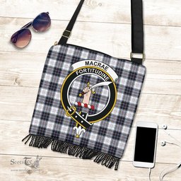 ScotsTee Shop Scottish MacRae Dress Modern Clan Crest Tartan Boho Bag, Tartan Crossbody Handbag