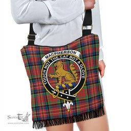 ScotsTee Shop Scottish MacPherson Ancient Clan Crest Tartan Boho Bag, Tartan Crossbody Handbag