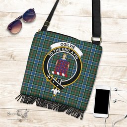 ScotsTee Shop Scottish Ogilvie Hunting Ancient Clan Crest Tartan Boho Bag, Tartan Crossbody Handbag