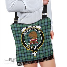 ScotsTee Shop Scottish Melville Clan Crest Tartan Boho Bag, Tartan Crossbody Handbag