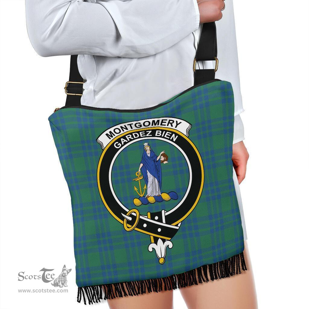 ScotsTee Shop Scottish Montgomery Ancient Clan Crest Tartan Boho Bag, Tartan Crossbody Handbag