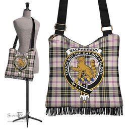 ScotsTee Shop Scottish MacPherson Dress Ancient Clan Crest Tartan Boho Bag, Tartan Crossbody Handbag