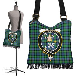 ScotsTee Shop Scottish Murray of Atholl Ancient Clan Crest Tartan Boho Bag, Tartan Crossbody Handbag