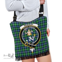 ScotsTee Shop Scottish Murray of Atholl Ancient Clan Crest Tartan Boho Bag, Tartan Crossbody Handbag