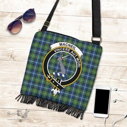 ScotsTee Shop Scottish MacNeill of Barra Ancient Clan Crest Tartan Boho Bag, Tartan Crossbody Handbag