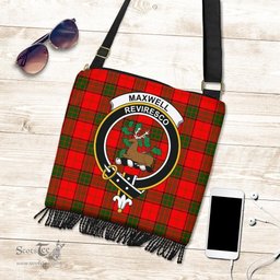 ScotsTee Shop Scottish Maxwell Modern Clan Crest Tartan Boho Bag, Tartan Crossbody Handbag