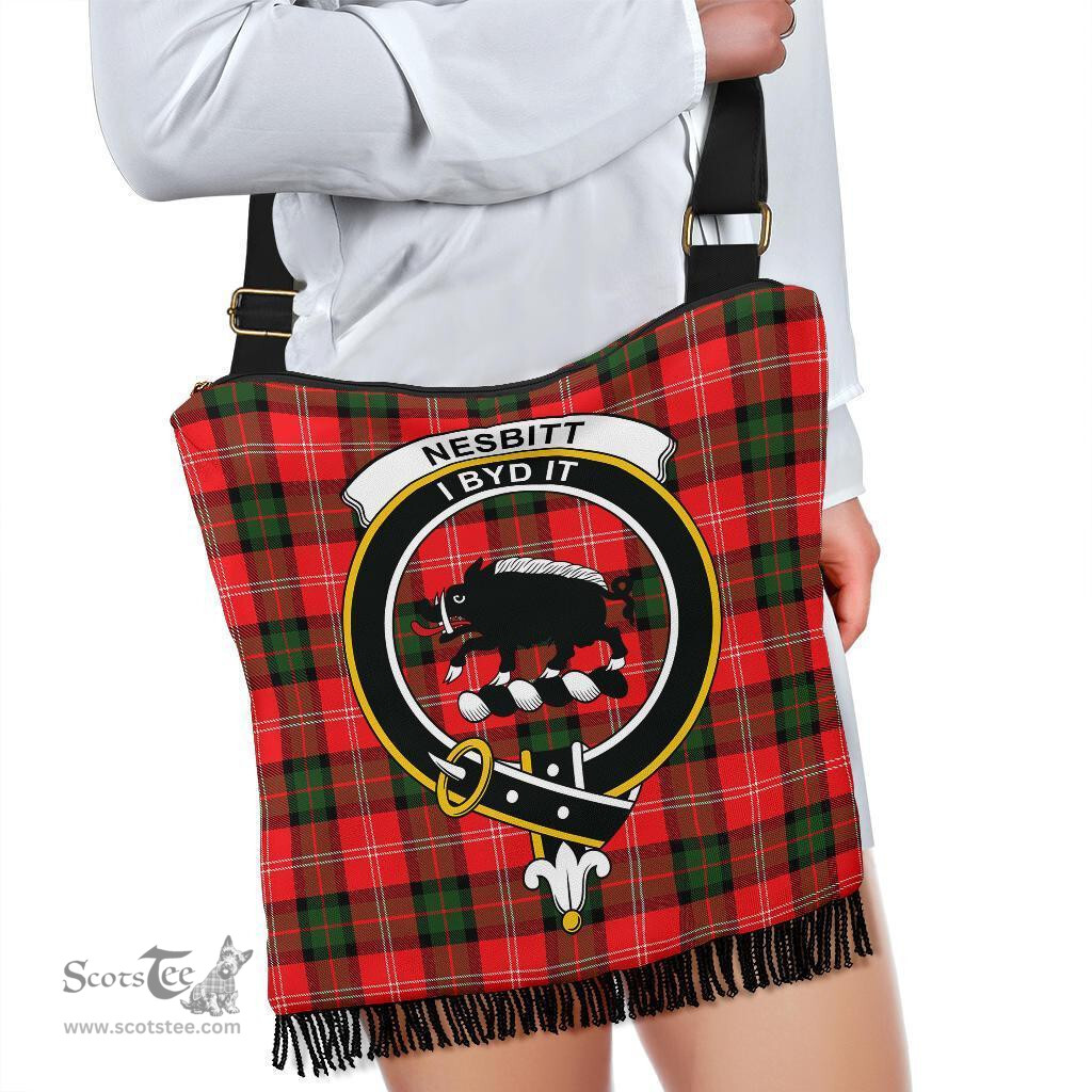 ScotsTee Shop Scottish Nesbitt Modern Clan Crest Tartan Boho Bag, Tartan Crossbody Handbag
