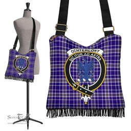 ScotsTee Shop Scottish Ochterlony Clan Crest Tartan Boho Bag, Tartan Crossbody Handbag