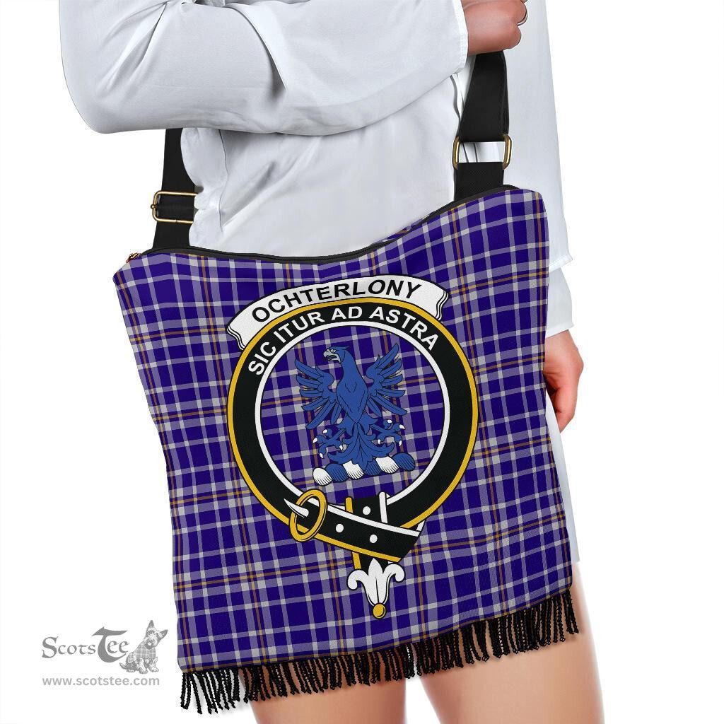 ScotsTee Shop Scottish Ochterlony Clan Crest Tartan Boho Bag, Tartan Crossbody Handbag