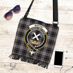 ScotsTee Shop Scottish Moffat Modern Clan Crest Tartan Boho Bag, Tartan Crossbody Handbag