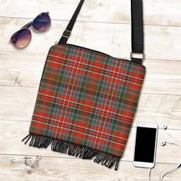 ScotsTee Shop Scottish MacPherson Weathered Clan Tartan Boho Bag, Tartan Crossbody Handbag