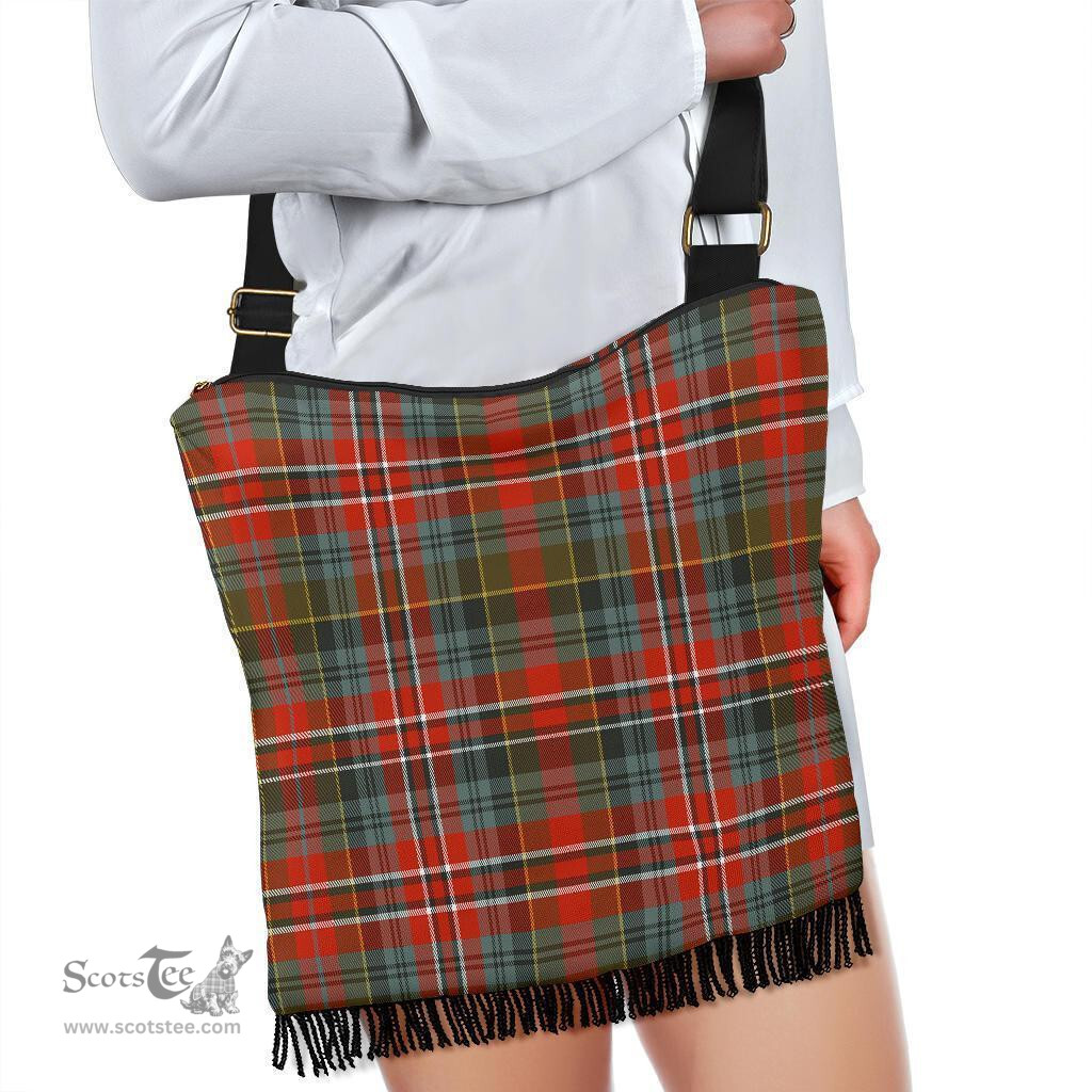 ScotsTee Shop Scottish MacPherson Weathered Clan Tartan Boho Bag, Tartan Crossbody Handbag