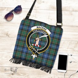 ScotsTee Shop Scottish MacRae Hunting Ancient Clan Crest Tartan Boho Bag, Tartan Crossbody Handbag