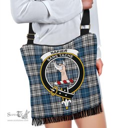 ScotsTee Shop Scottish Napier Modern Clan Crest Tartan Boho Bag, Tartan Crossbody Handbag