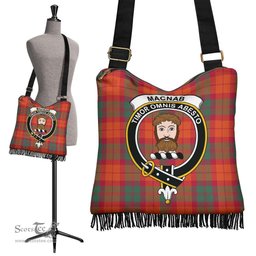 ScotsTee Shop Scottish MacNab Ancient Clan Crest Tartan Boho Bag, Tartan Crossbody Handbag