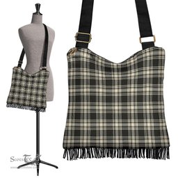 ScotsTee Shop Scottish Menzies Black & White Ancient Clan Tartan Boho Bag, Tartan Crossbody Handbag