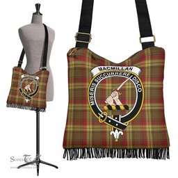 ScotsTee Shop Scottish MacMillan Old Weathered Clan Crest Tartan Boho Bag, Tartan Crossbody Handbag