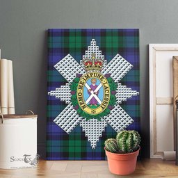 ScotsTee Shop Scottish Black Watch Modern Clan Crest Tartan Framed Canvas Print Wall Art