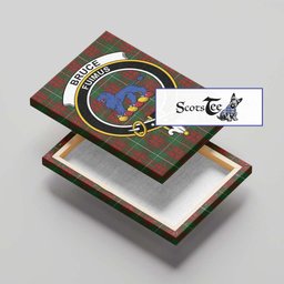 ScotsTee Shop Scottish Bruce Hunting Clan Crest Tartan Framed Canvas Print Wall Art