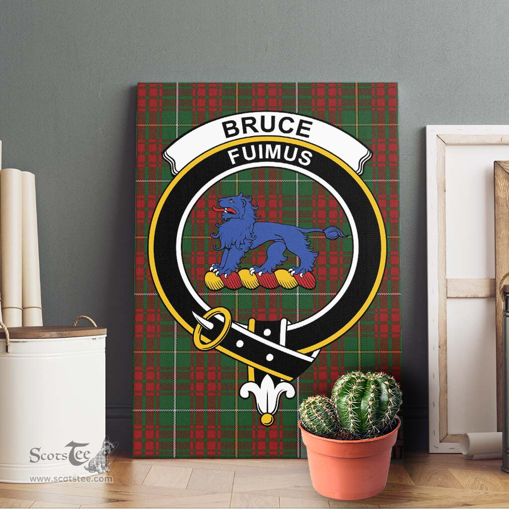 ScotsTee Shop Scottish Bruce Hunting Clan Crest Tartan Framed Canvas Print Wall Art