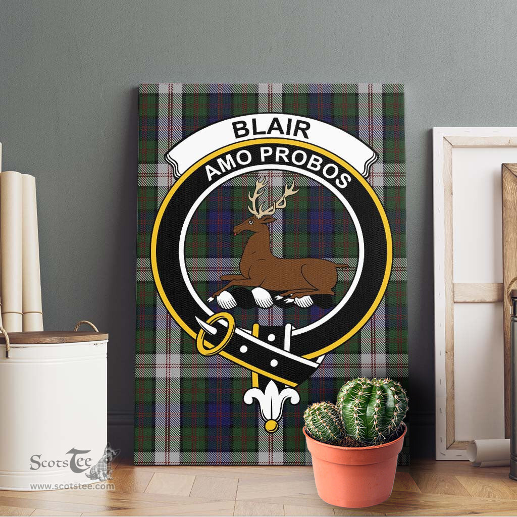 ScotsTee Shop Scottish Blair Dress Clan Crest Tartan Framed Canvas Print Wall Art