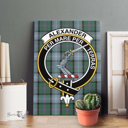ScotsTee Shop Scottish Alexander of Menstry Hunting Clan Crest Tartan Framed Canvas Print Wall Art