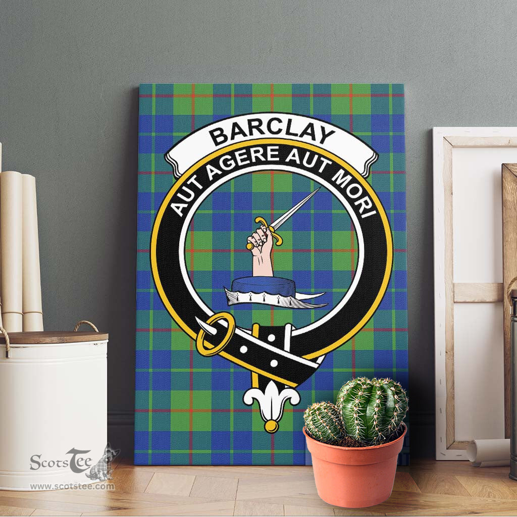 ScotsTee Shop Scottish Barclay Hunting Ancient Clan Crest Tartan Framed Canvas Print Wall Art