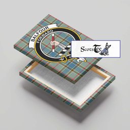 ScotsTee Shop Scottish Balfour Blue Clan Crest Tartan Framed Canvas Print Wall Art