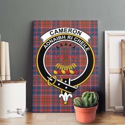 ScotsTee Shop Scottish Cameron of Lochiel Ancient Clan Crest Tartan Framed Canvas Print Wall Art