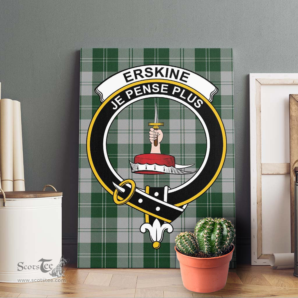 ScotsTee Shop Scottish Erskine Green Clan Crest Tartan Framed Canvas Print Wall Art