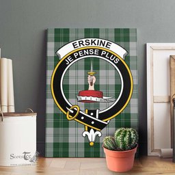 ScotsTee Shop Scottish Erskine Green Clan Crest Tartan Framed Canvas Print Wall Art