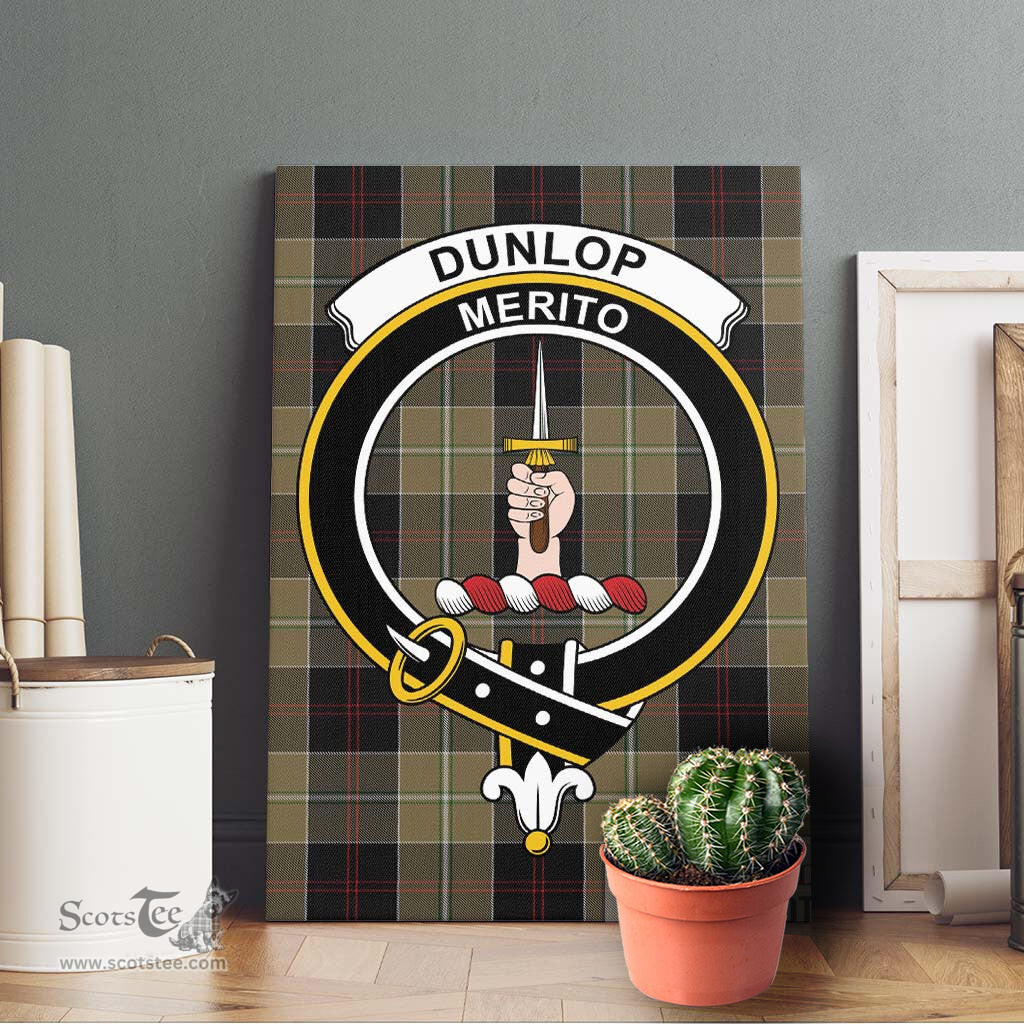 ScotsTee Shop Scottish Dunlop Hunting Clan Crest Tartan Framed Canvas Print Wall Art