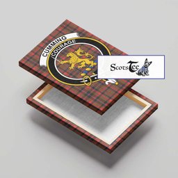 ScotsTee Shop Scottish Cumming Hunting Weathered Clan Crest Tartan Framed Canvas Print Wall Art
