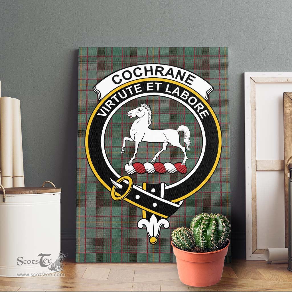 ScotsTee Shop Scottish Cochrane Hunting Clan Crest Tartan Framed Canvas Print Wall Art