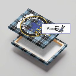ScotsTee Shop Scottish Clark (Lion) Ancient Clan Crest Tartan Framed Canvas Print Wall Art