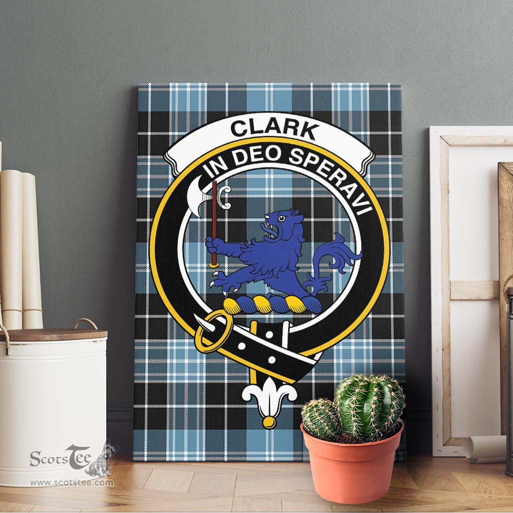 ScotsTee Shop Scottish Clark (Lion) Ancient Clan Crest Tartan Framed Canvas Print Wall Art