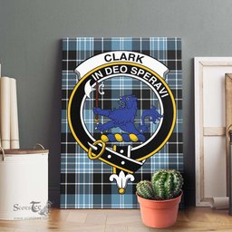 ScotsTee Shop Scottish Clark (Lion) Ancient Clan Crest Tartan Framed Canvas Print Wall Art