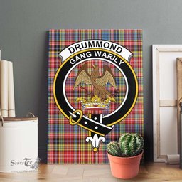 ScotsTee Shop Scottish Drummond of Strathallan Modern Clan Crest Tartan Framed Canvas Print Wall Art