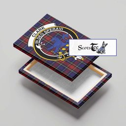 ScotsTee Shop Scottish Clark (Lion) Red Clan Crest Tartan Framed Canvas Print Wall Art