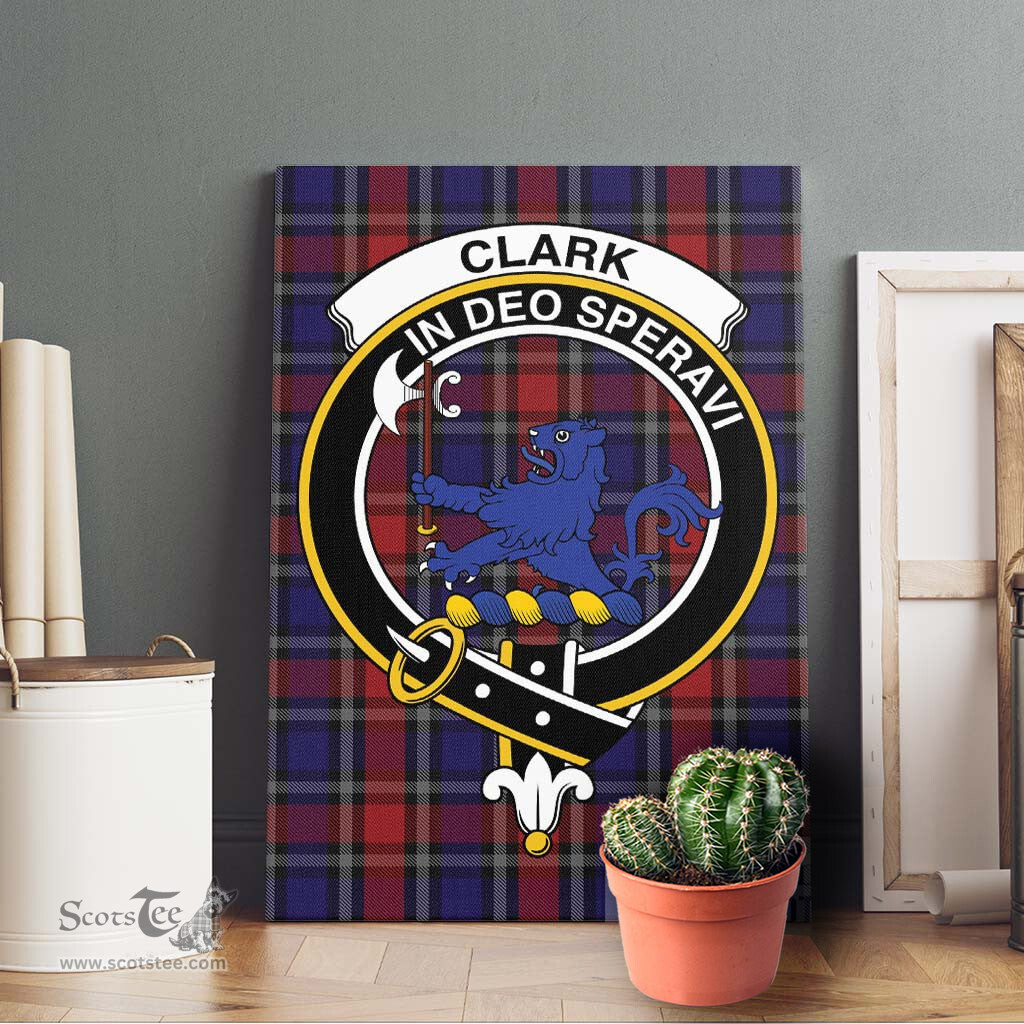 ScotsTee Shop Scottish Clark (Lion) Red Clan Crest Tartan Framed Canvas Print Wall Art