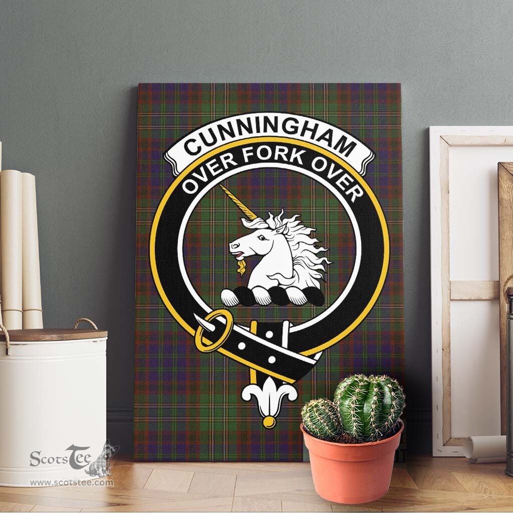 ScotsTee Shop Scottish Cunningham Hunting Modern Clan Crest Tartan Framed Canvas Print Wall Art