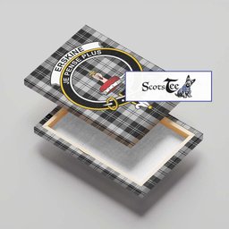 ScotsTee Shop Scottish Erskine Black and White Clan Crest Tartan Framed Canvas Print Wall Art